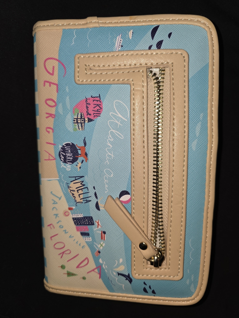 Spartina 449 Coastal Map Wallet in Blue and Tan - Picture 2 of 4